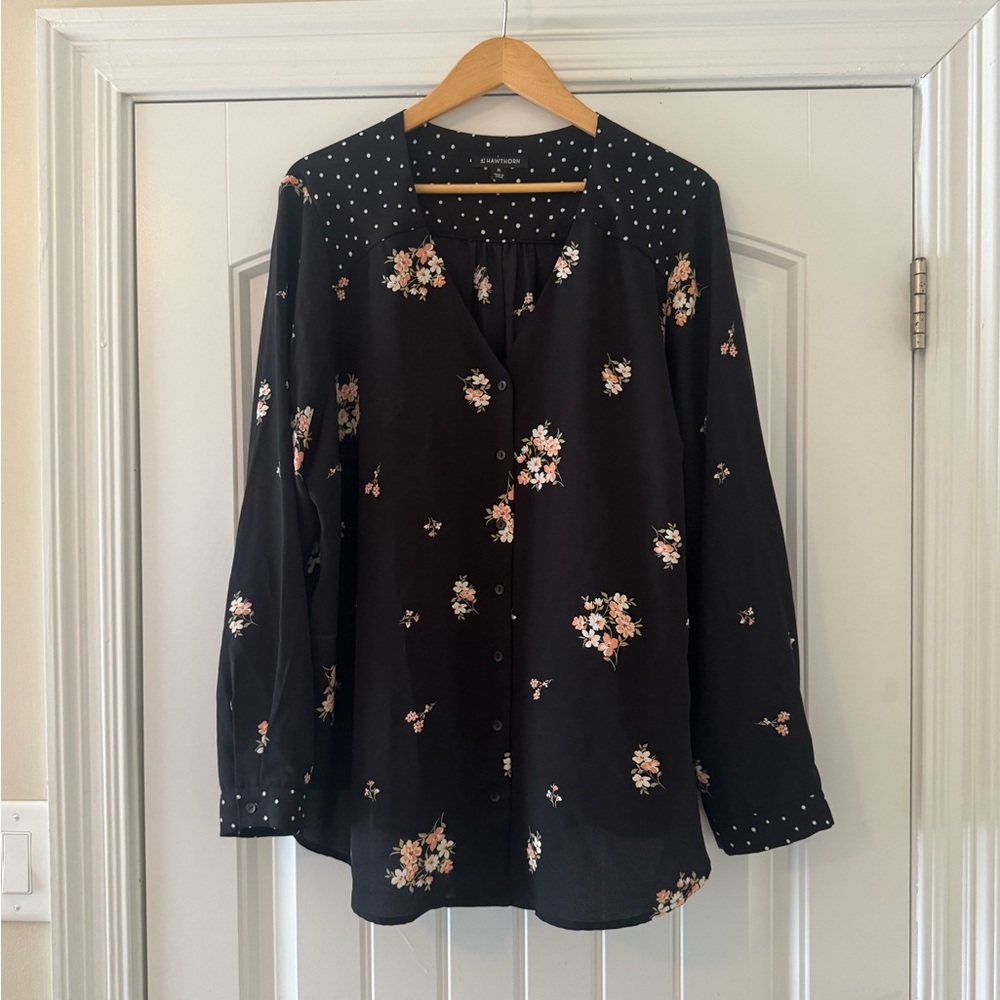 41 Hawthorn Black Floral Blouse with Stud Accents